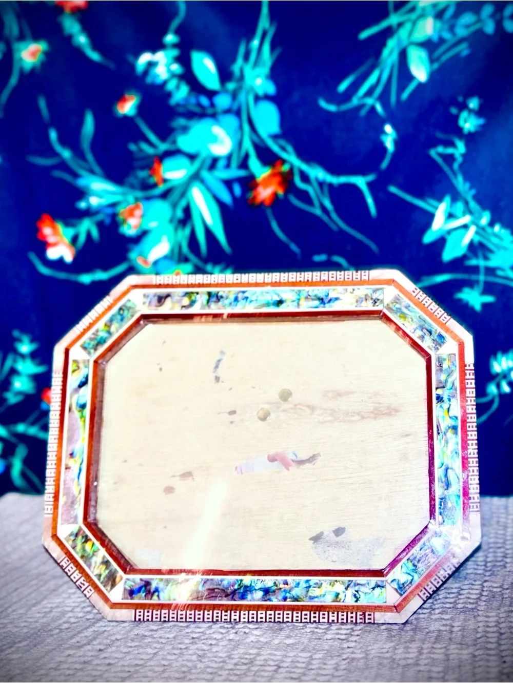 Vtg 1980s Handmade Egyptian Inlaid Paua & Abalone Shell Picture Frame